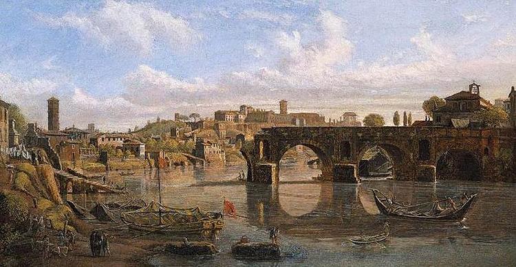 Gaspar Van Wittel View of the River Tiber with the Ponte Rotto and the Aventine Hill oil painting picture